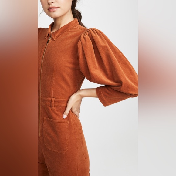 WE WORE WHAT | Rust corduroy 70s Jumpsuit High-rise in Autumnal - Picture 7 of 12